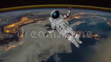 宇航员<strong>撞击地球</strong>。 由美国宇航局提供的这段视频的元素。 3D绘制